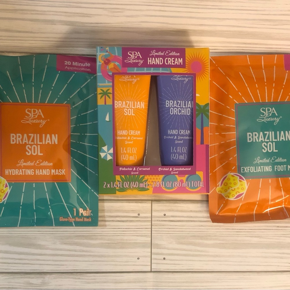 Spa Luxury Brazilian Sol Hand Cream & Foot Care Set. Set of 3.